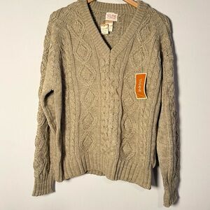 Vintage Women’s/Men's Cable Knit Tan Sweater, Size XL, Never Worn